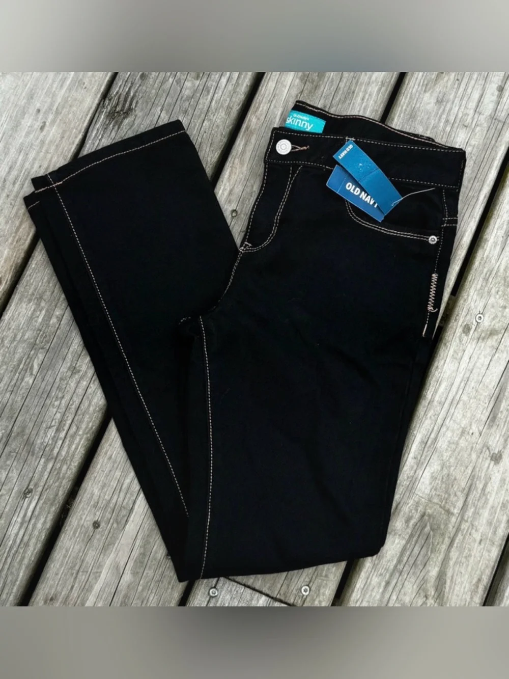 Old Navy black skinny jeans adjustable waste girls size 12 plus